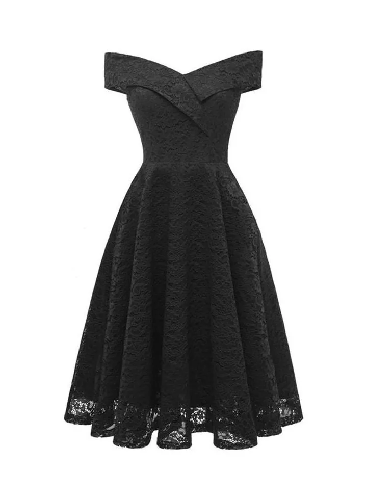Lace Detail Dress Black