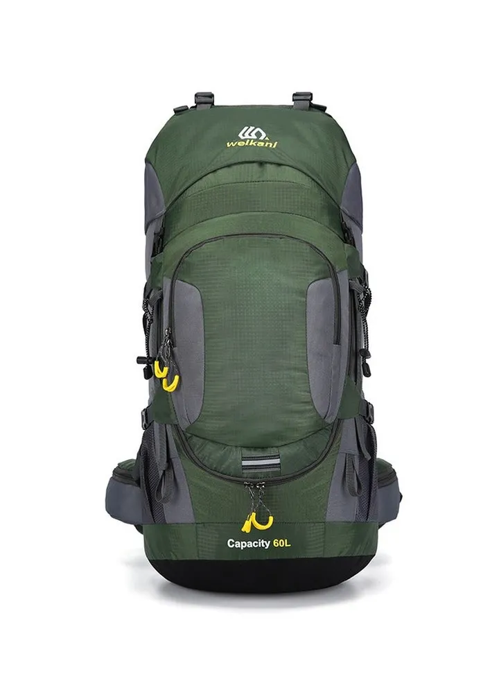 Large Capacity 60L Outdoor Hiking and Camping Multifunctional Mountaineering Bag with Rain Cover - Green