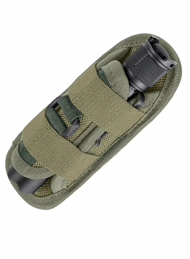 Flashlight Holster, Belt Pouch Stretchable 360° Rotatable Bag, Hand Free Clip for Outdoor Mountain Climbing Camping (Green)