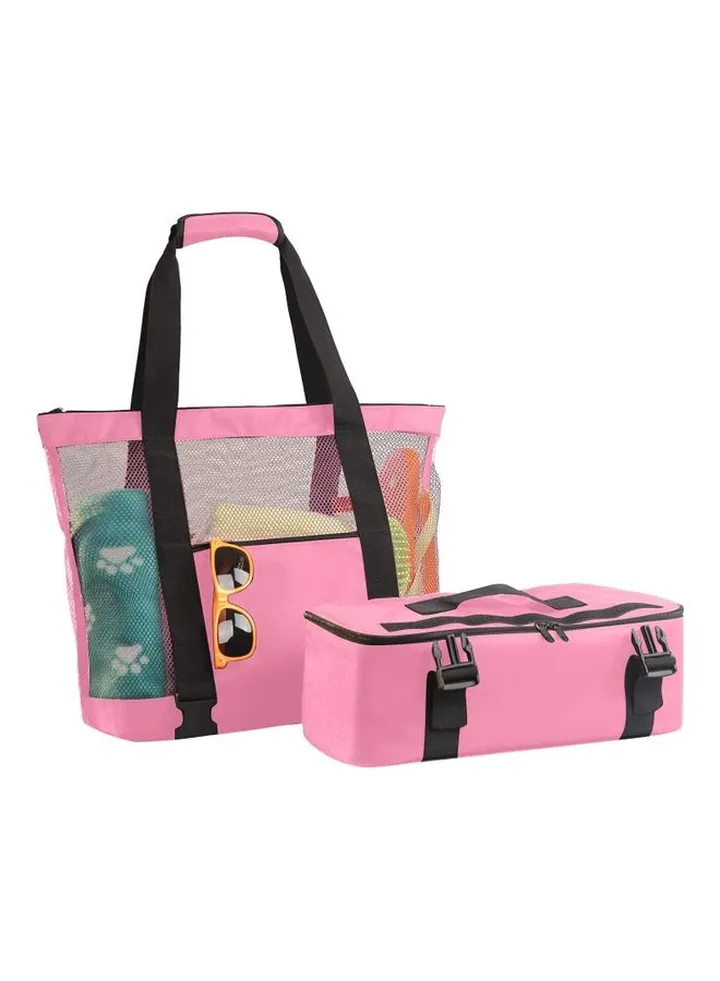 Beach Tote With Insulated Cooler Bag