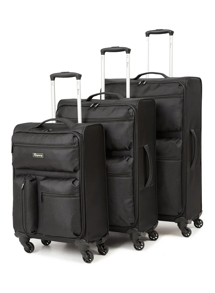 Ultra-light Softside 3 Piece Luggage Trolley Set Black