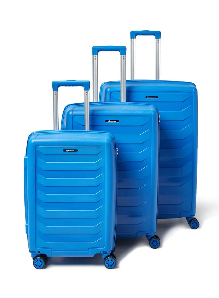 3 Piece Hardside Luggage Travel Trolley Bag Set Blue