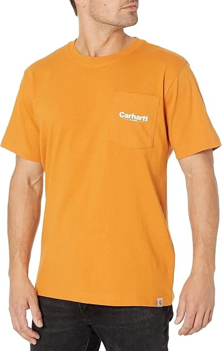Carhartt Relaxed Fit Heavyweight Short Sleeve Line Graphic T-Shirt (Golden Oak) Men's Clothing