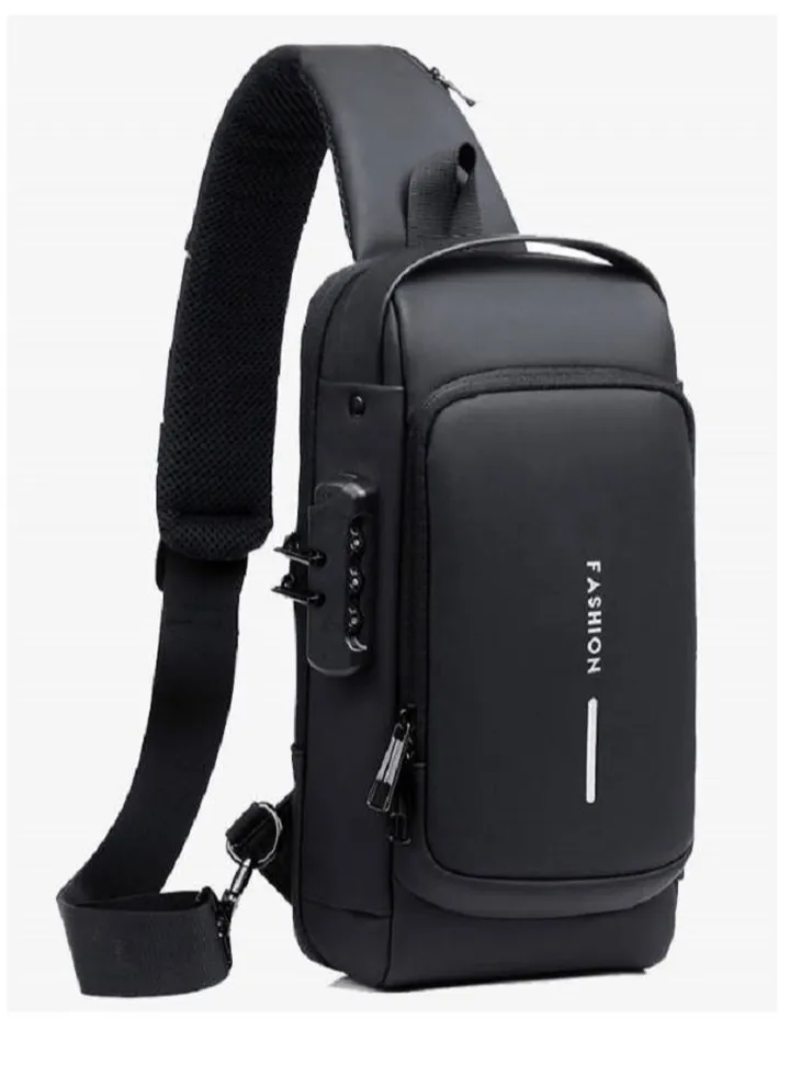 Shoulder Bag Sports for Men/Women,Crossbody Sling Bag,Waterproof Chest Backpack with USB Charging, Shoulder Backpack Chest Bag for Men Women (Black)