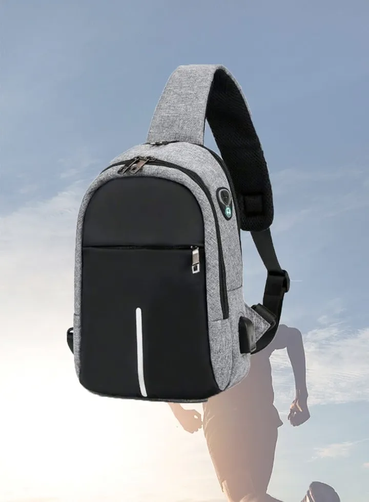 Mens Sling bag Anti Theft Crossbody Backpack Small Waterproof Chest Shoulder Sling Bags (Grey)