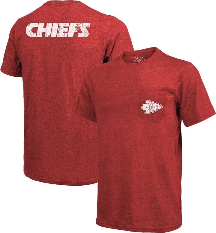 Kansas City Chiefs Tri-Blend Pocket T-shirt - Heathered Red