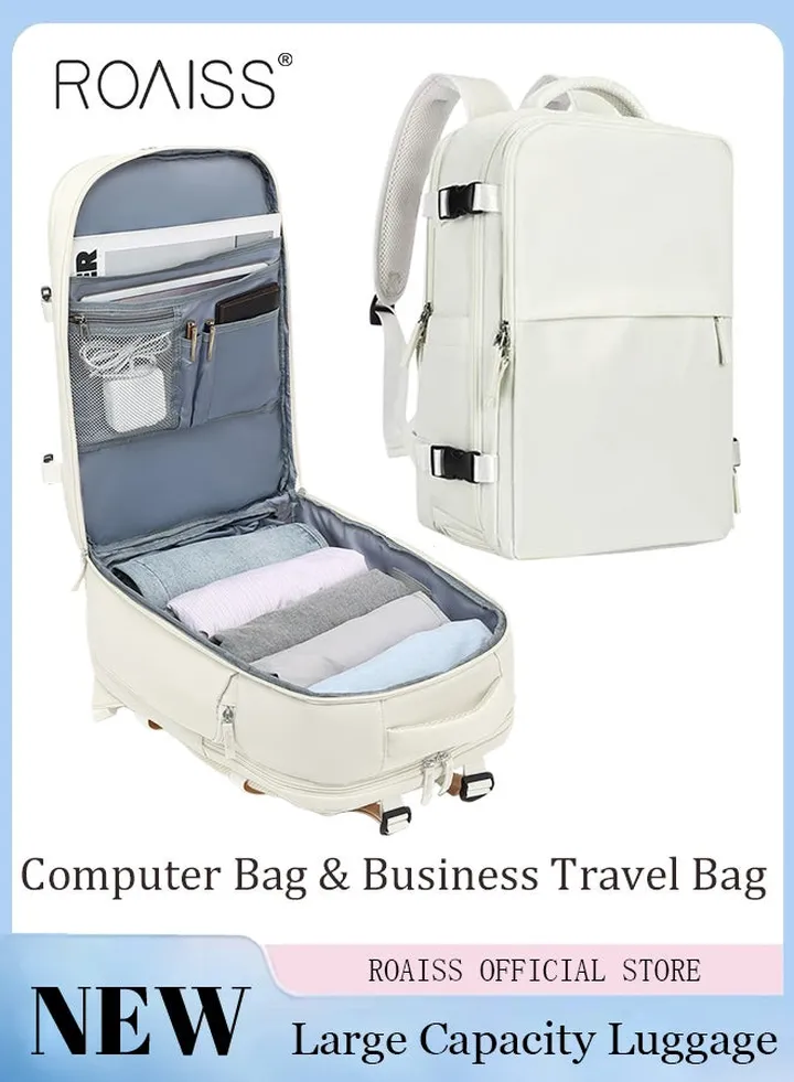 Travel Backpack for Men Women Carry On Backpack with USB Charging Port Shoe Compartment Flight Approved College School Bag Casual Knapsack for Weekender Business Hiking 