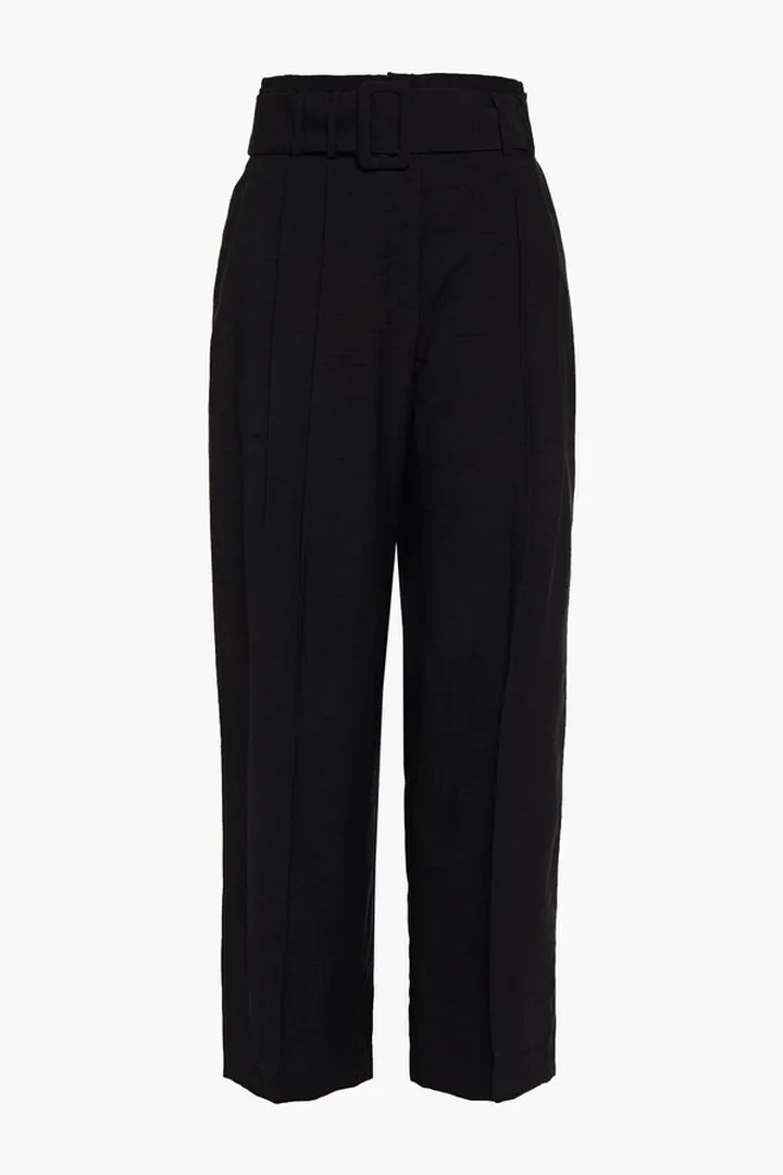 Amya pleated shantung wide-leg pants