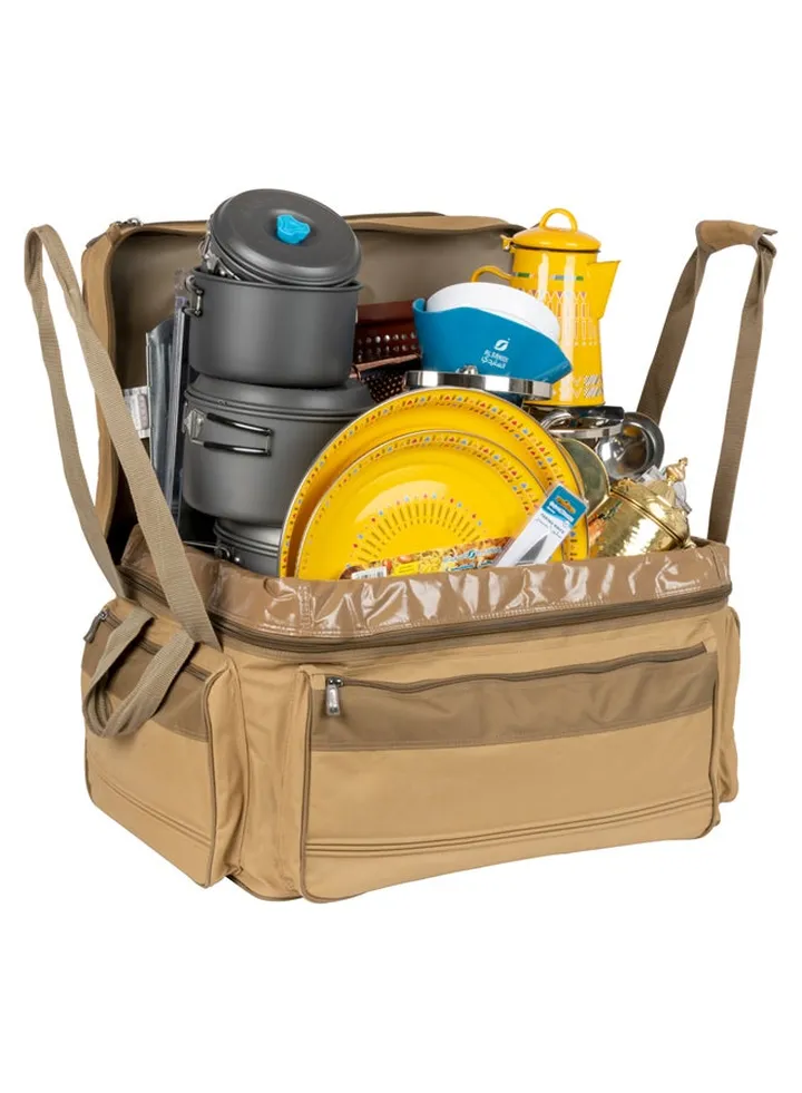 Complete cooking bag for trips, Completed outdoor bag, Kaki,