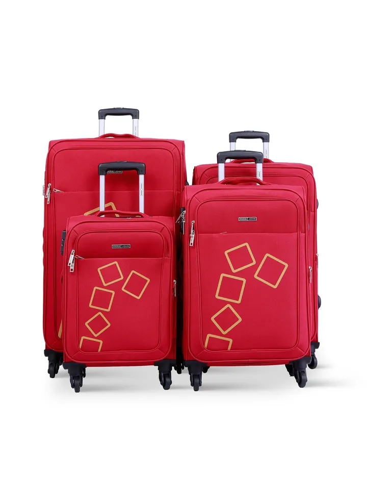 4 Piece Softside Luggage Trolley Set Red (20/24/28/32)