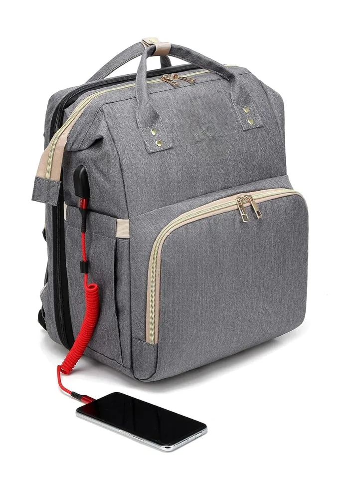 Baby Diaper Diaper Bag Backpack Diaper Bag Large Capacity Organizers Carrycot Backpack with Mat & Stroller Straps and Insulated Bottle Warmer Pockets