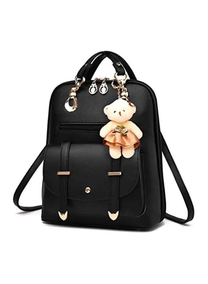 Women's Backpack Purse Pu Leather Ladies Casual Shoulder Bag School Bag for Girls-Black