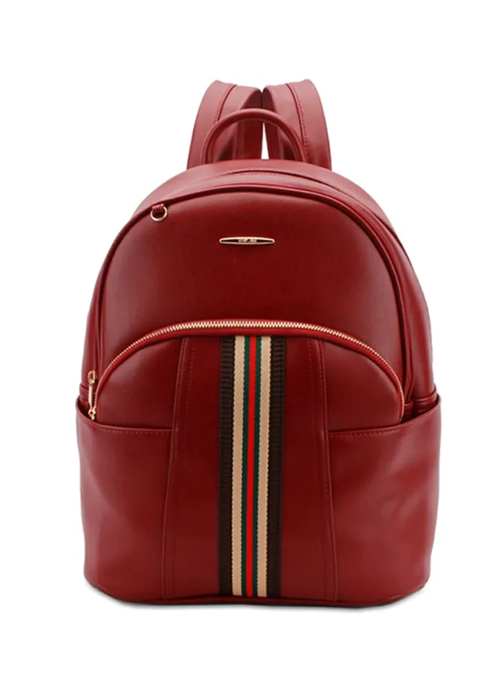 Faux Leather Fashion Backpack Wine