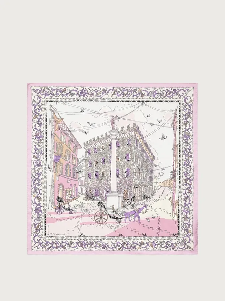 Ferragamo Women Palazzo Spini Feroni print silk foulard Pink