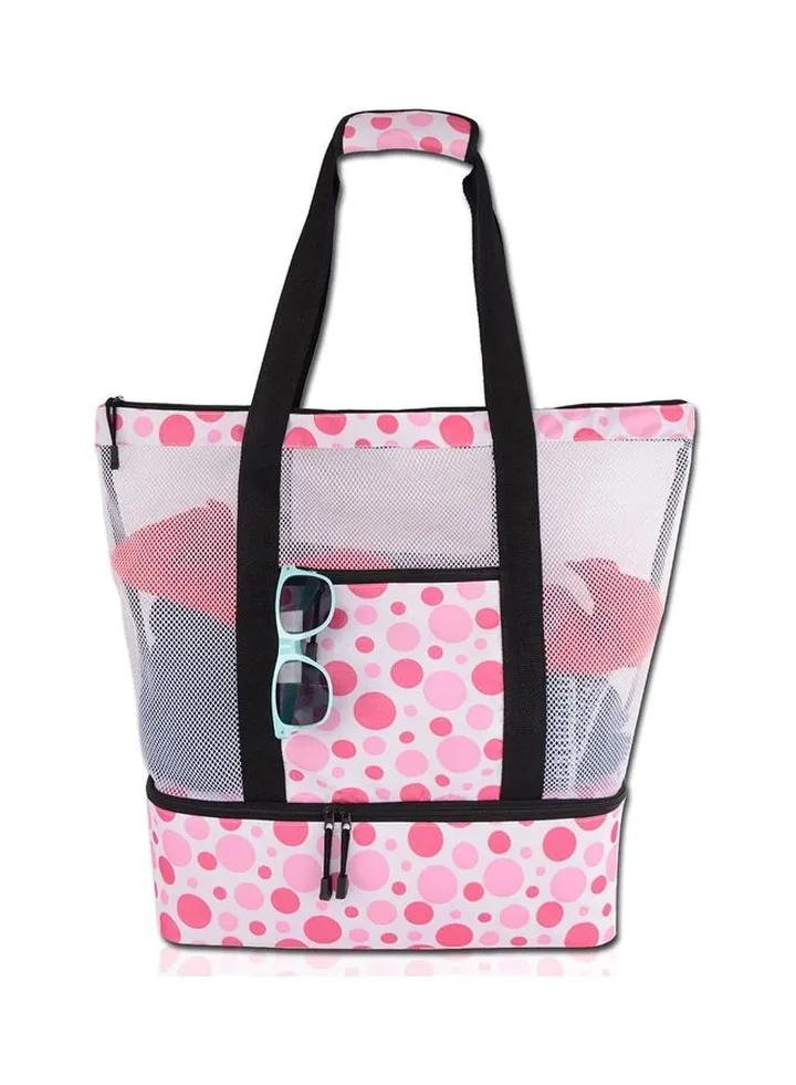 Mesh Beach and Picnic Tote Bag with Insulated Compartment