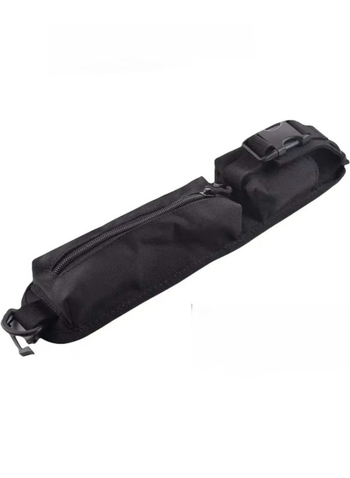 Molle Strap Pouch Shoulder Strap Bag Tape Accessory Storage Black for Camping Hiking Outdoor