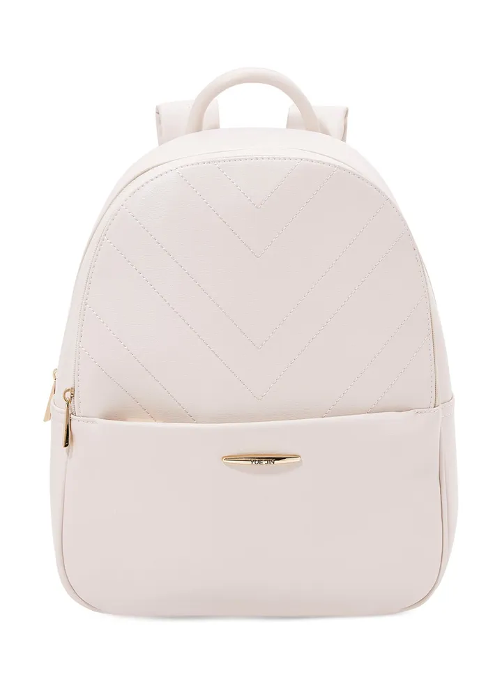 Faux Leather Backpack Beige