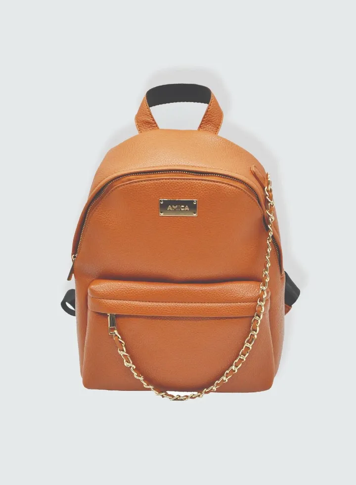 Greta Leather Backpack Bag for Women - Tan