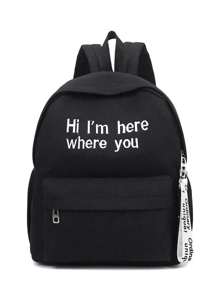 Embroidered Backpack - 35 Inch Black/White