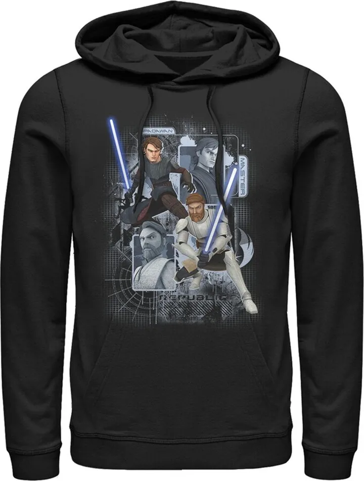 Men's Star Wars: The Clone Wars Padawan Master Pull Over Hoodie - Black - 2X Large