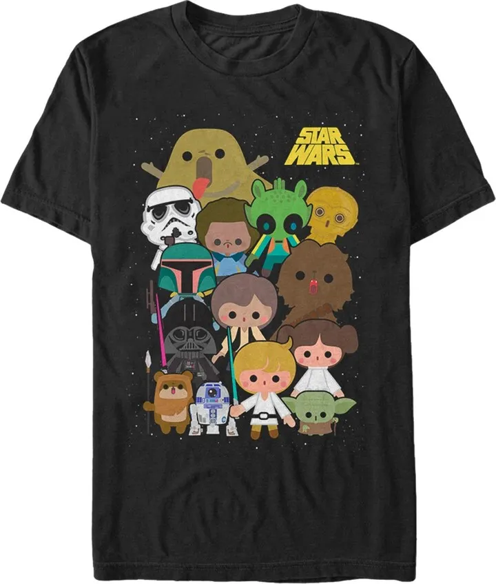 Men's Star Wars Cute Cartoon Character Group T-Shirt - Black - Small