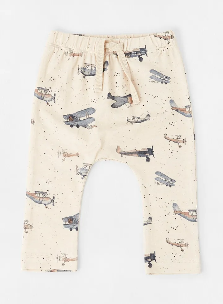 Baby Airplanes Graphic Pants Peyote Melange