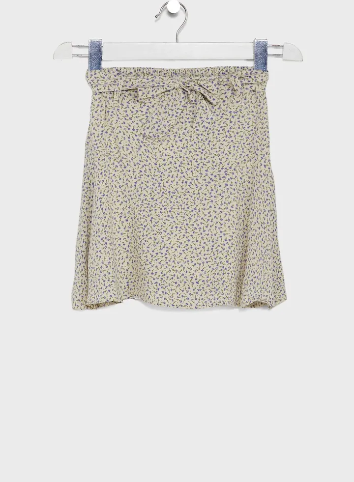 Kids Floral Tie Waist Skirt