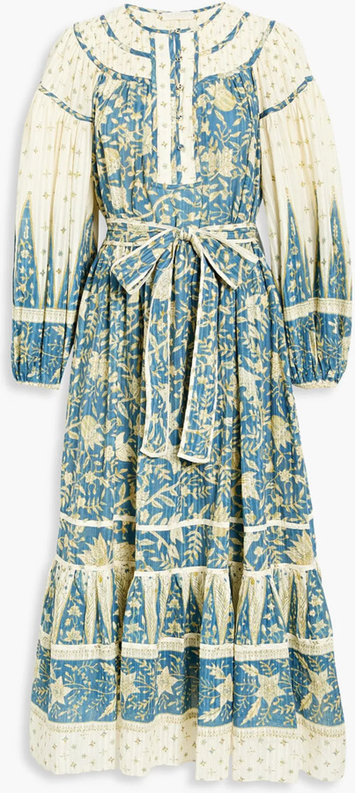 Kemala tiered printed cotton-blend voile midi dress