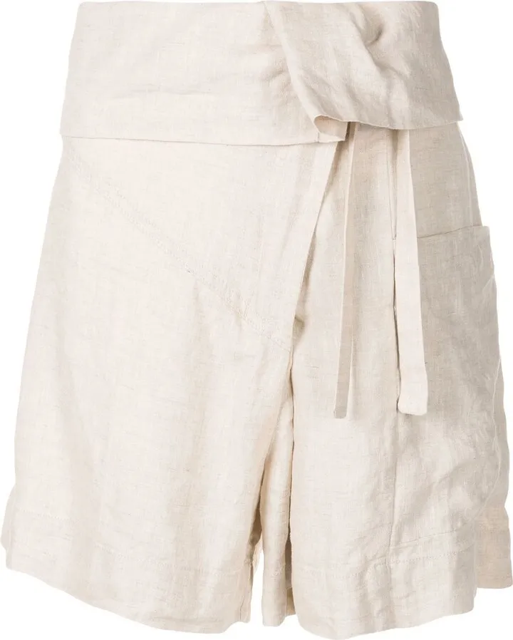 Tie-Detail Thigh-Length Shorts