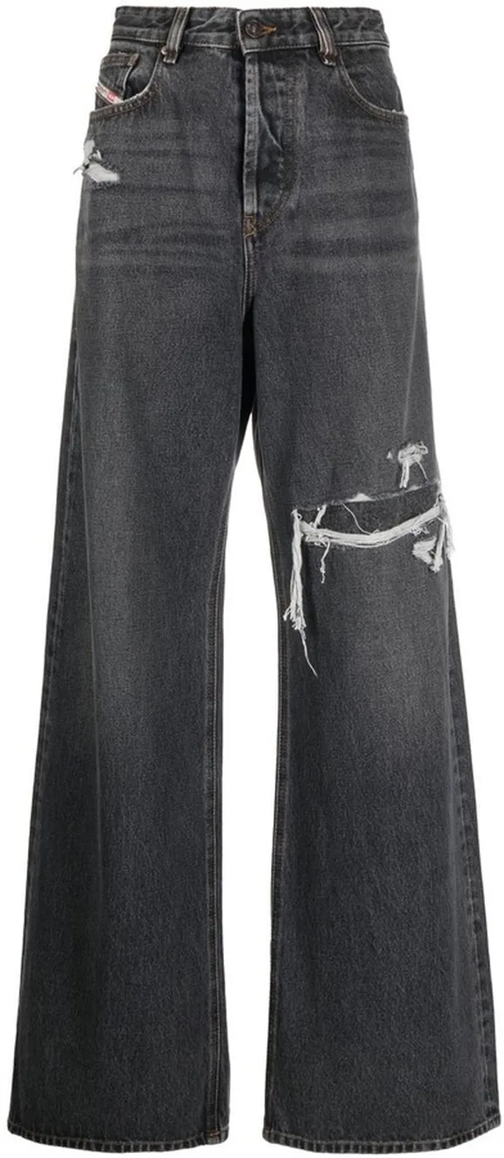 Distressed Wide-Leg Jeans