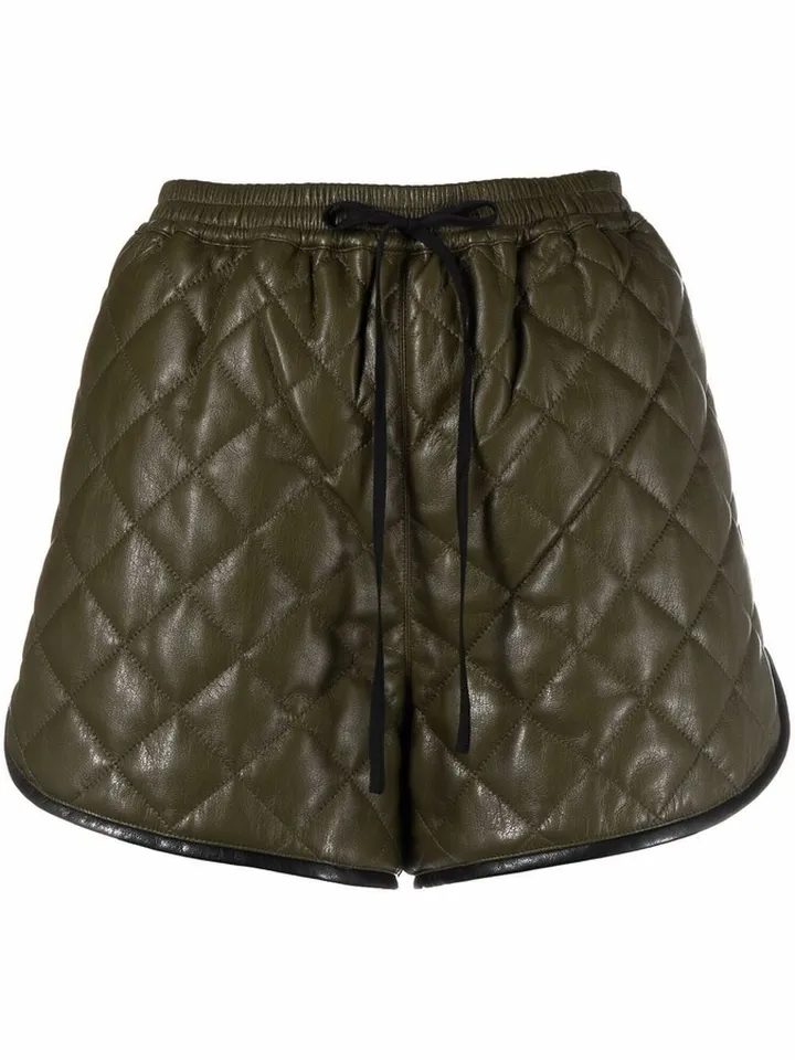 Diamond-Quilt Drawstring-Waist Shorts