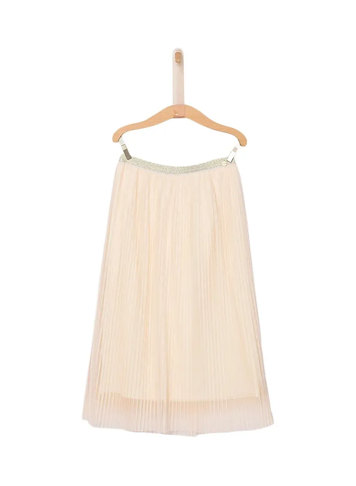 Girls Solid Pleated Skirt Pink