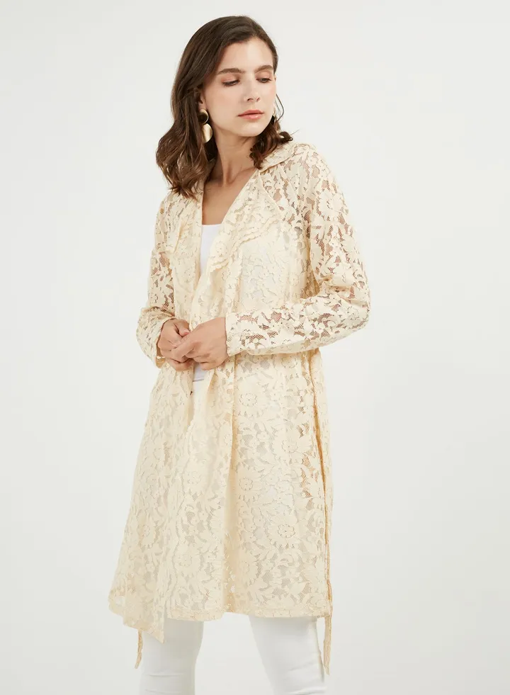 Lace Detail Kimono Cream