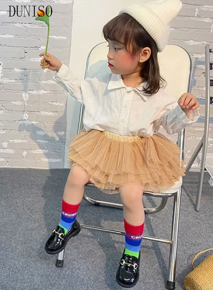 6 Layers Girl's Layered Tutu Skirt Tulle Princess A-Line Mini Skirt Princess Dresses Dance Wear Clothes for Little Girl 110cm