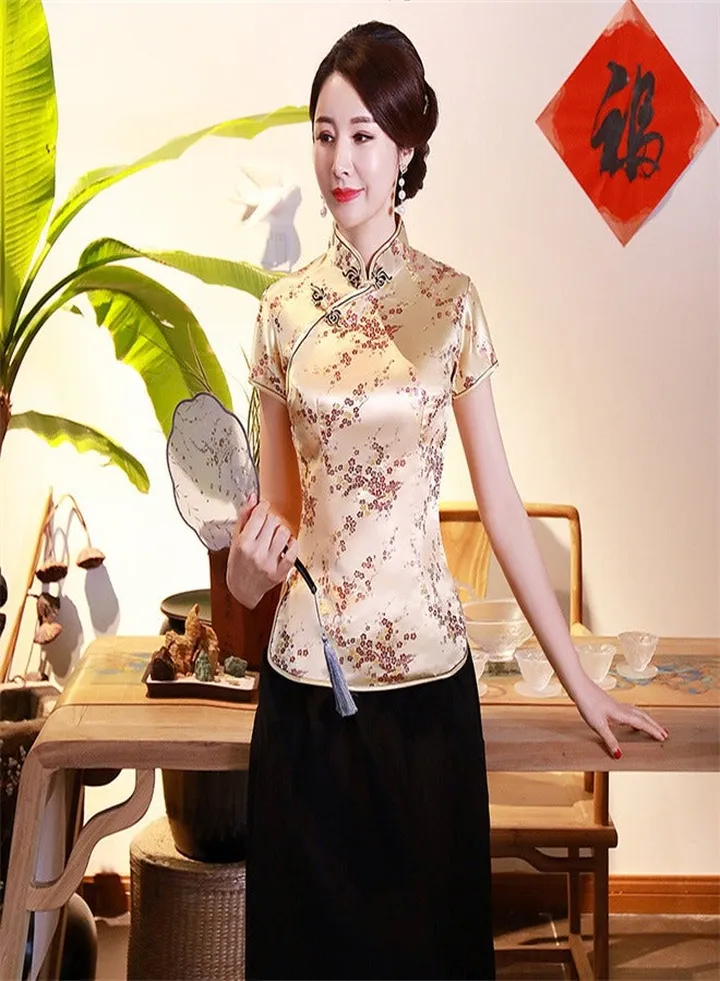 Weaving Brocade Plum Blossom Daily Women's Clothing Gold