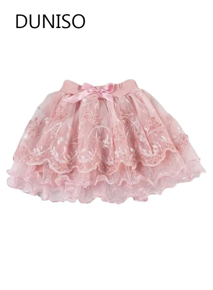 Girl's Layered Tutu Skirt Tulle Princess Star Print A-Line Lace Mini Skirt Princess Dresses Dance Wear Clothes for Little Girl 110cm