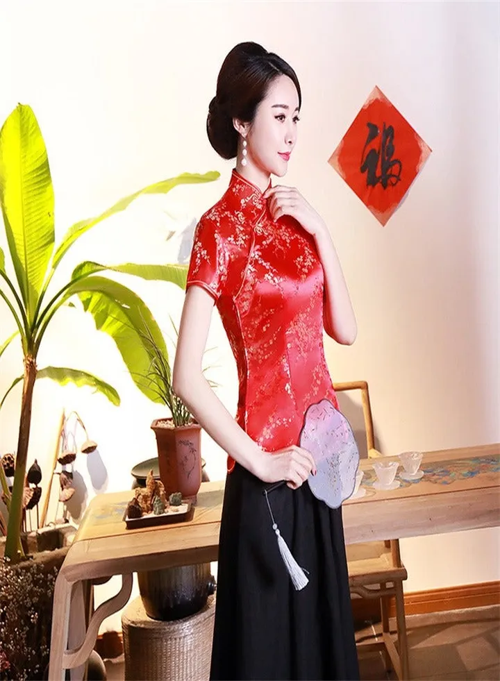 Weaving Brocade Plum Blossom Daily Women's Clothing Big Red,