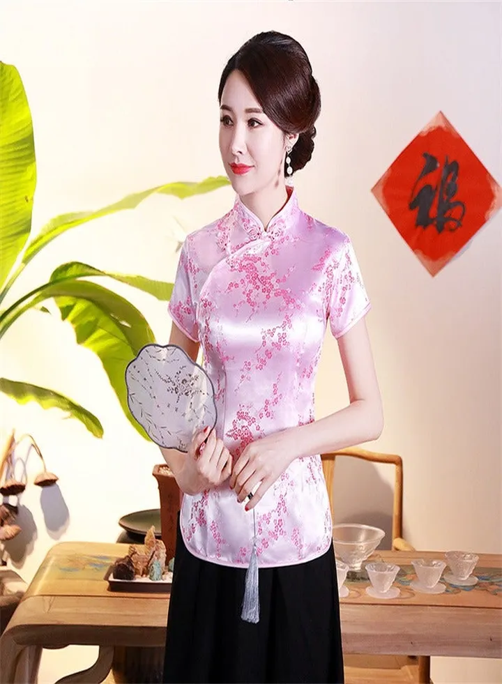 Weaving Brocade Plum Blossom Daily Women's Clothing Pink