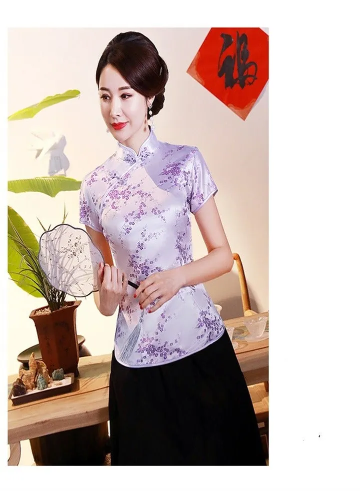 Weaving Brocade Plum Blossom Daily Women's Clothing Light Purple,