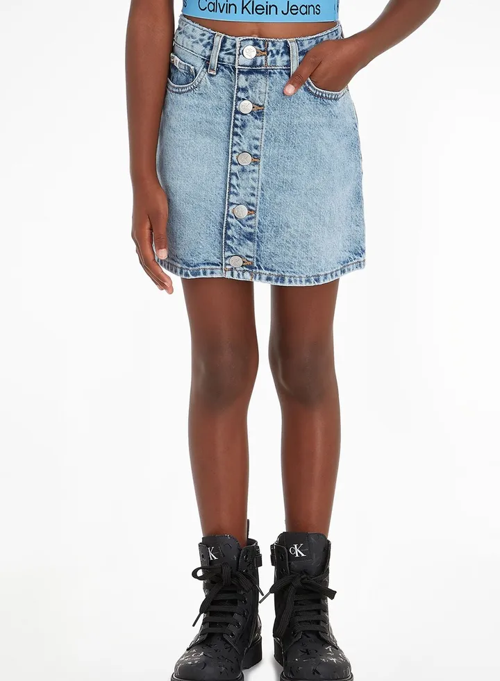 Kids Light Wash A Line Denim Skirt