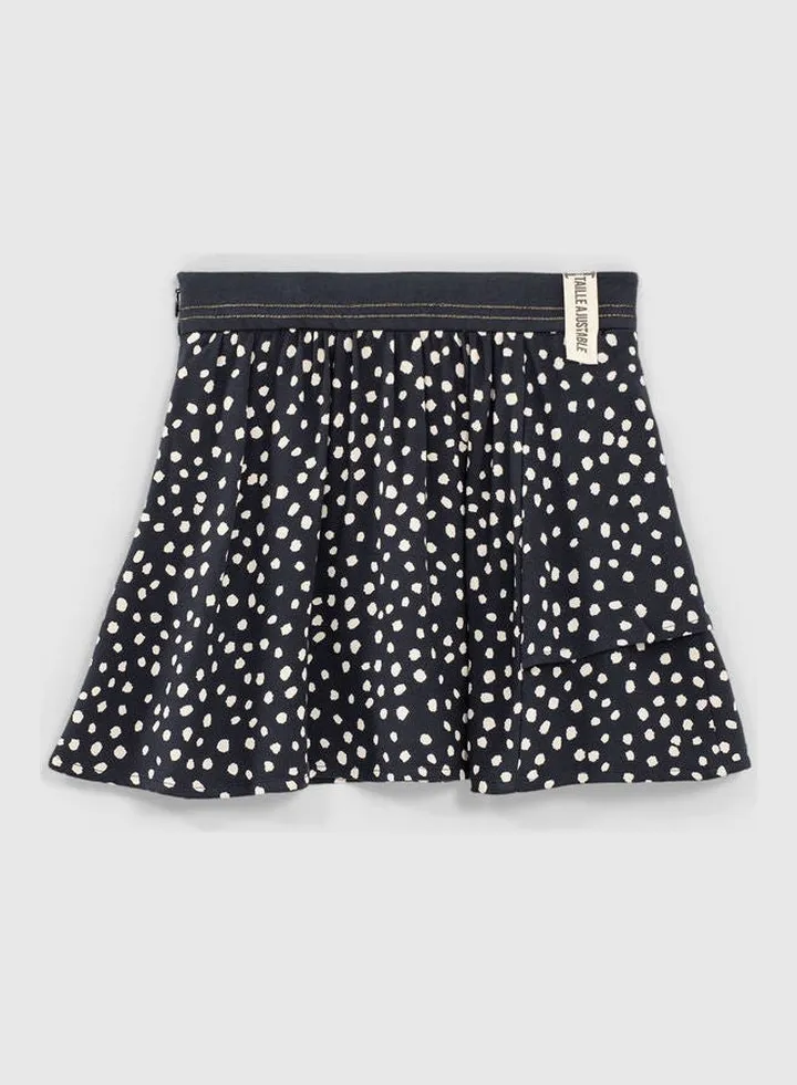 Polka Dot Pattern Skirt Black/White