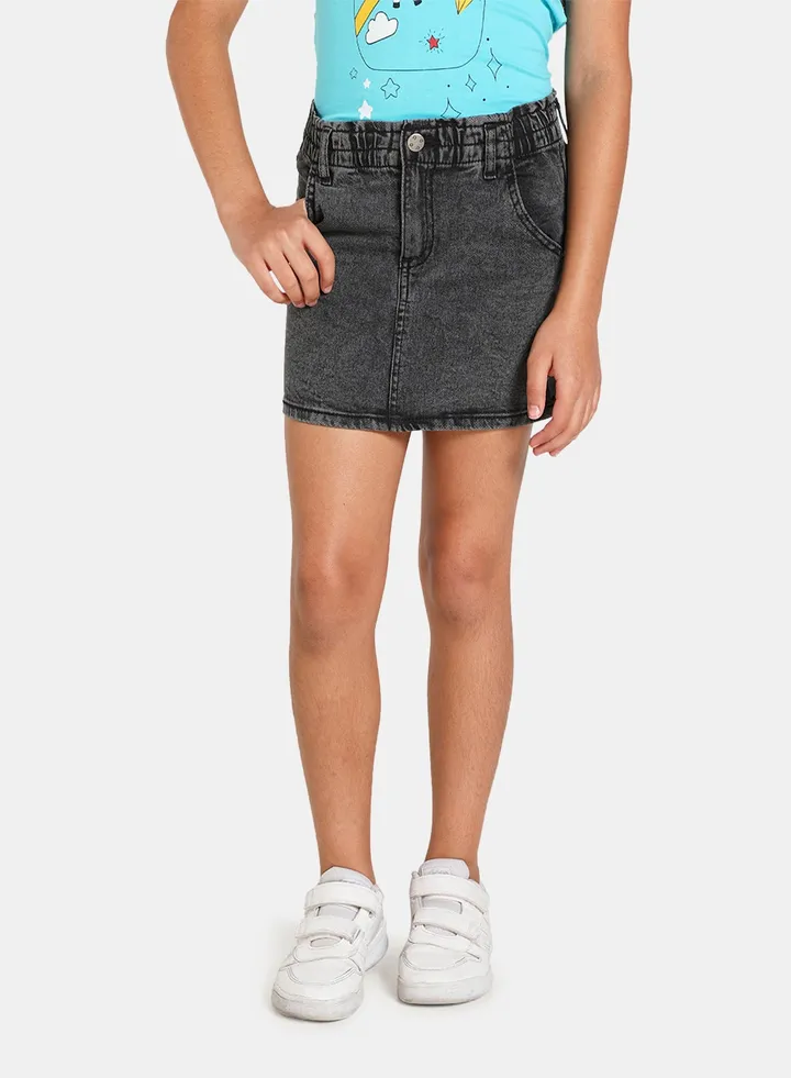 High Waist Denim Skirts Grey