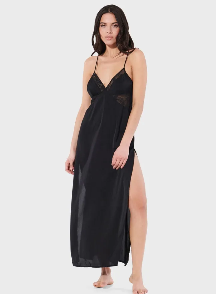 Long Satin Babydoll Lingerie