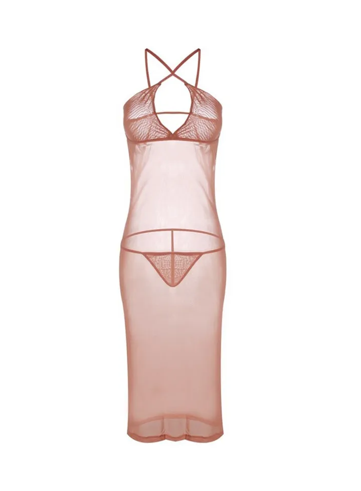Suspenders Babydoll Dress Brown