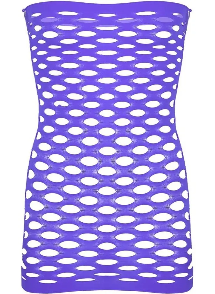 Women Mesh Fishnet Baby Doll Sleepwear - Purple