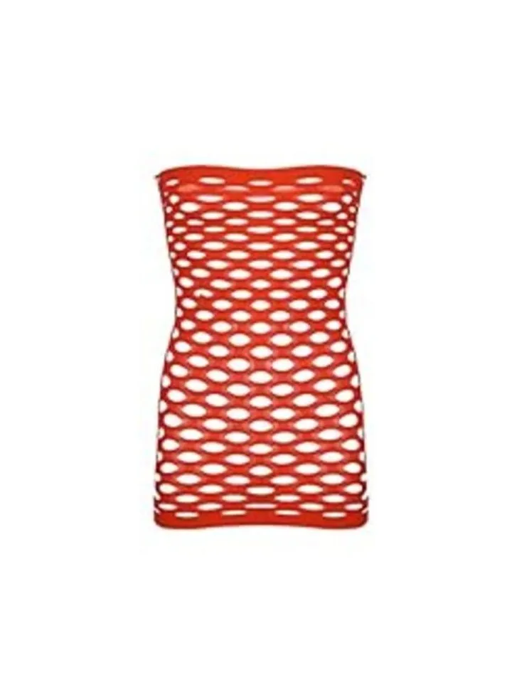 Women Mesh Fishnet Baby Doll Sleepwear - Red