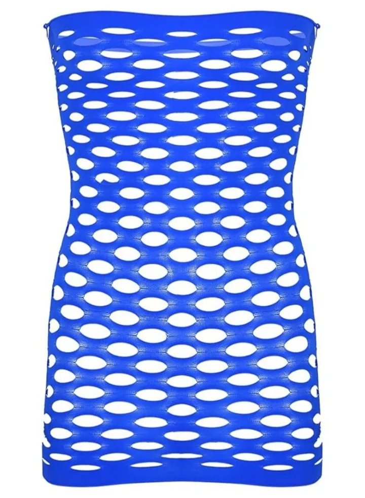 Women Mesh Fishnet Baby Doll Sleepwear - Blue