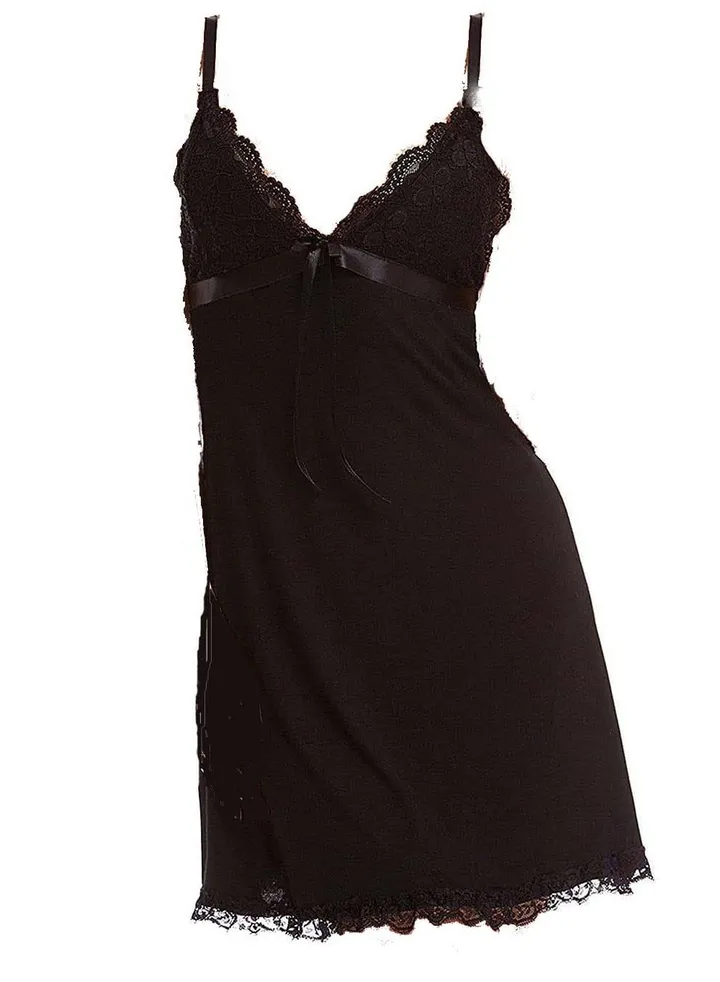 Women Stretchy Lace Gauze Night Dress With Thong Babydoll Lingerie