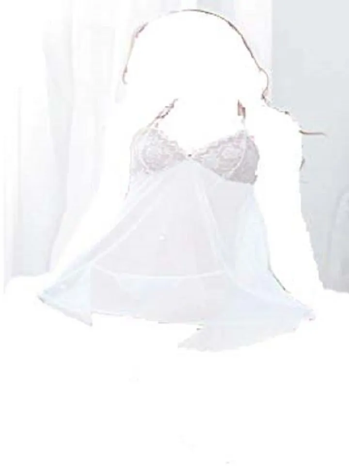 Women Lace Gauze Night Dress With Thong Babydoll