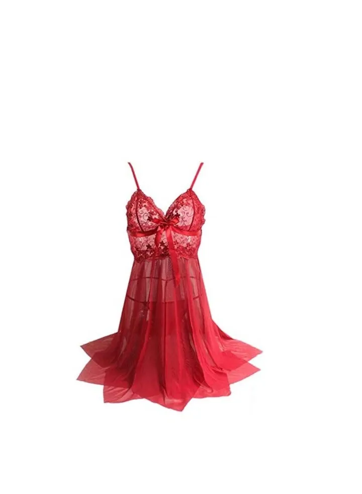 Women Lace Babydoll Sheer Floral Chemise Nightgown Dress